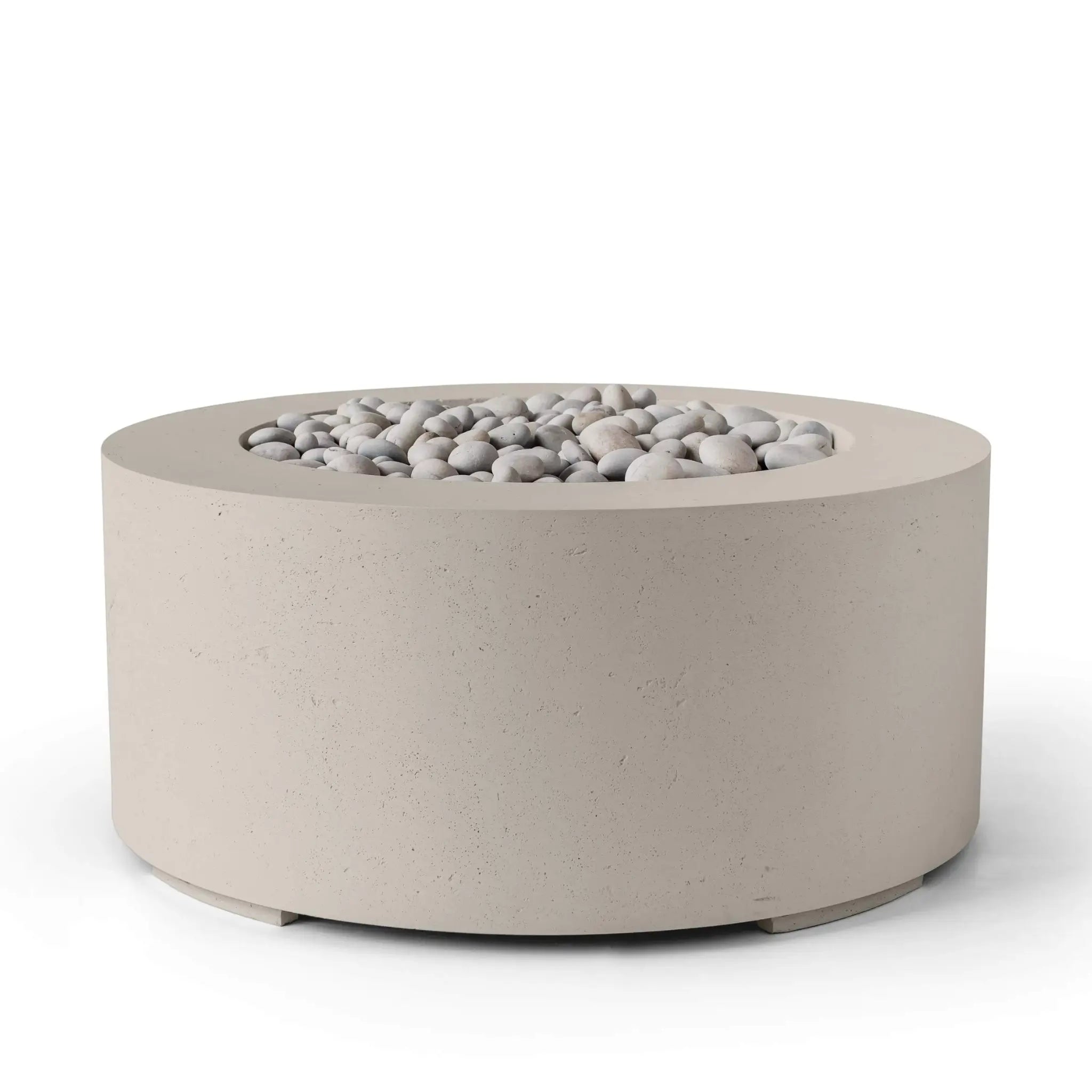 HPC Fire Belmont 36" Round Fire Pit - Manual Ignition - Lightweight Concrete Outdoor - Clay - Ivory Beach Stone