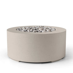 HPC Fire Belmont 36" Round Fire Pit - Manual Ignition - Lightweight Concrete Outdoor - Clay - Ivory Beach Stone