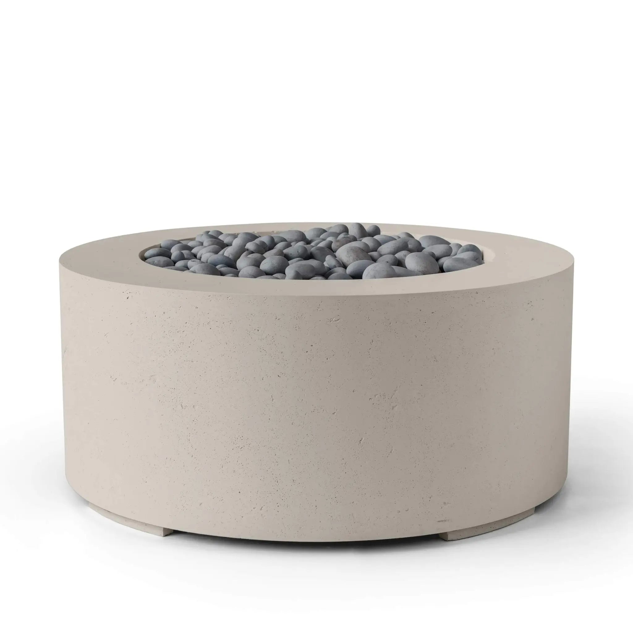 HPC Fire Belmont 36" Round Fire Pit - Manual Ignition - Lightweight Concrete Outdoor - Clay - Slate Beach Stone