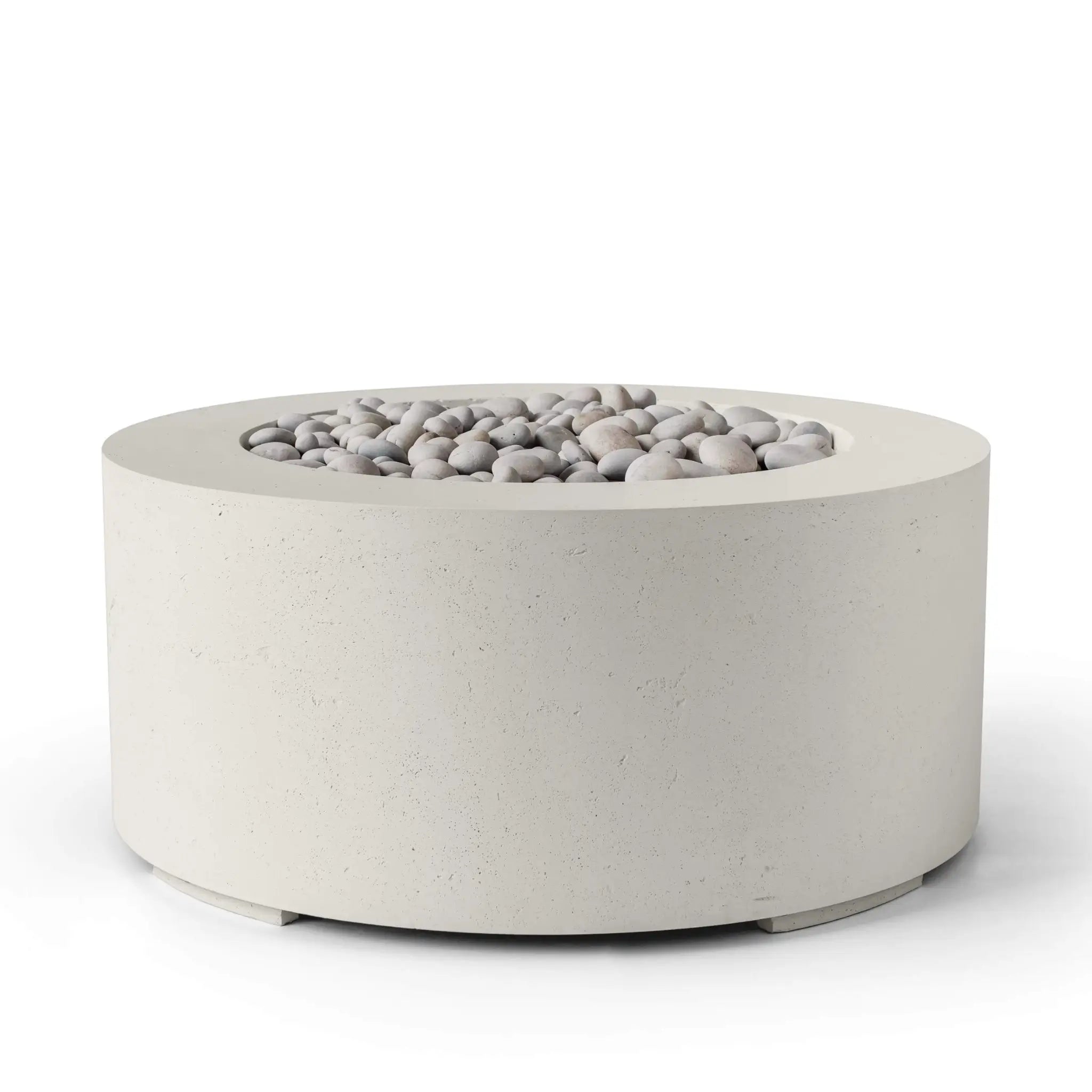 HPC Fire Belmont 36" Round Fire Pit - Manual Ignition - Lightweight Concrete Outdoor - Limestone - Ivory Beach Stone