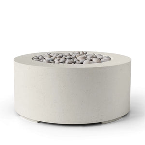 HPC Fire Belmont 36" Round Fire Pit - Manual Ignition - Lightweight Concrete Outdoor - Limestone - Ivory Beach Stone