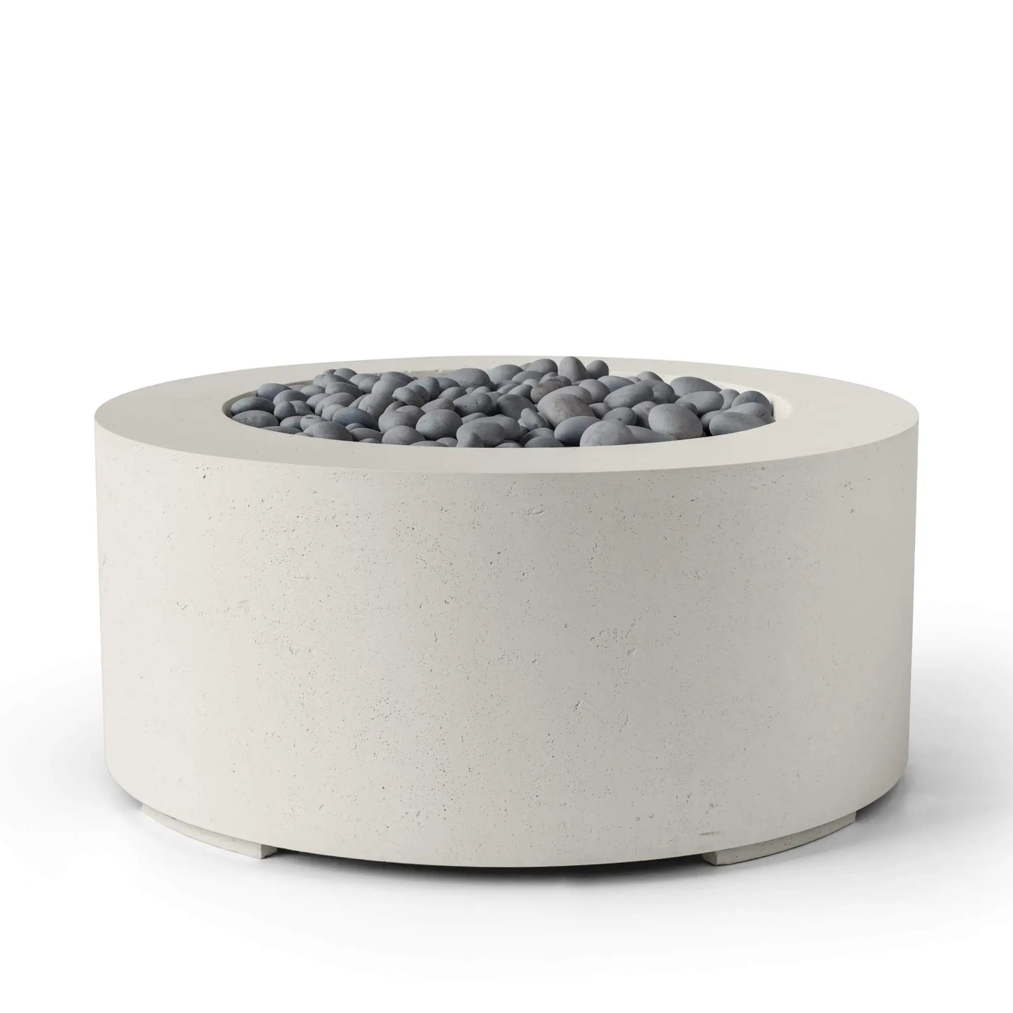 HPC Fire Belmont 36" Round Fire Pit - Manual Ignition - Lightweight Concrete Outdoor - Limestone - Slate Beach Stone