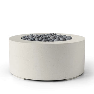 HPC Fire Belmont 36" Round Fire Pit - Manual Ignition - Lightweight Concrete Outdoor - Limestone - Slate Beach Stone