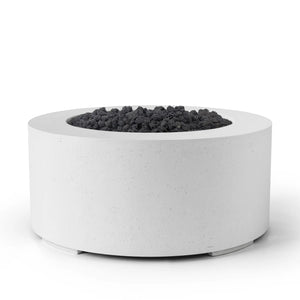 HPC Fire Belmont 36" Round Fire Pit - Manual Ignition - Lightweight Concrete Outdoor - Natural - Black Lava Rock