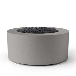 HPC Fire Belmont 36" Round Fire Pit - Manual Ignition - Lightweight Concrete Outdoor - Sand Stone - Black Lava Rock