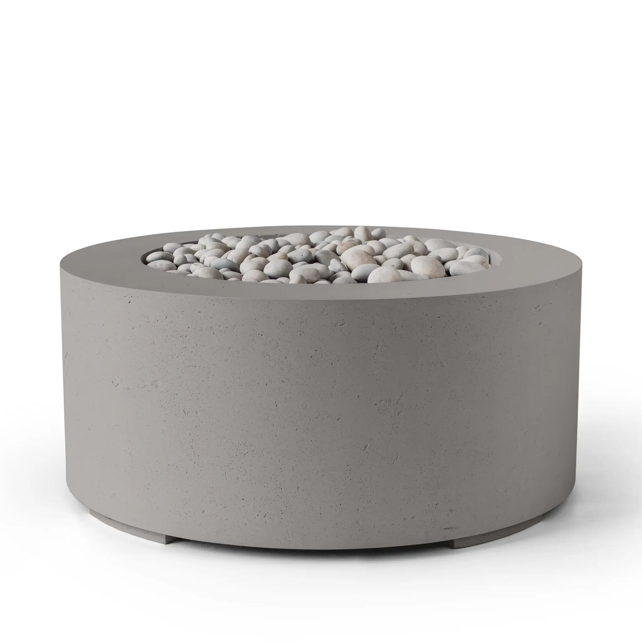HPC Fire Belmont 36" Round Fire Pit - Manual Ignition - Lightweight Concrete Outdoor - Sand Stone - Ivory Beach Stone