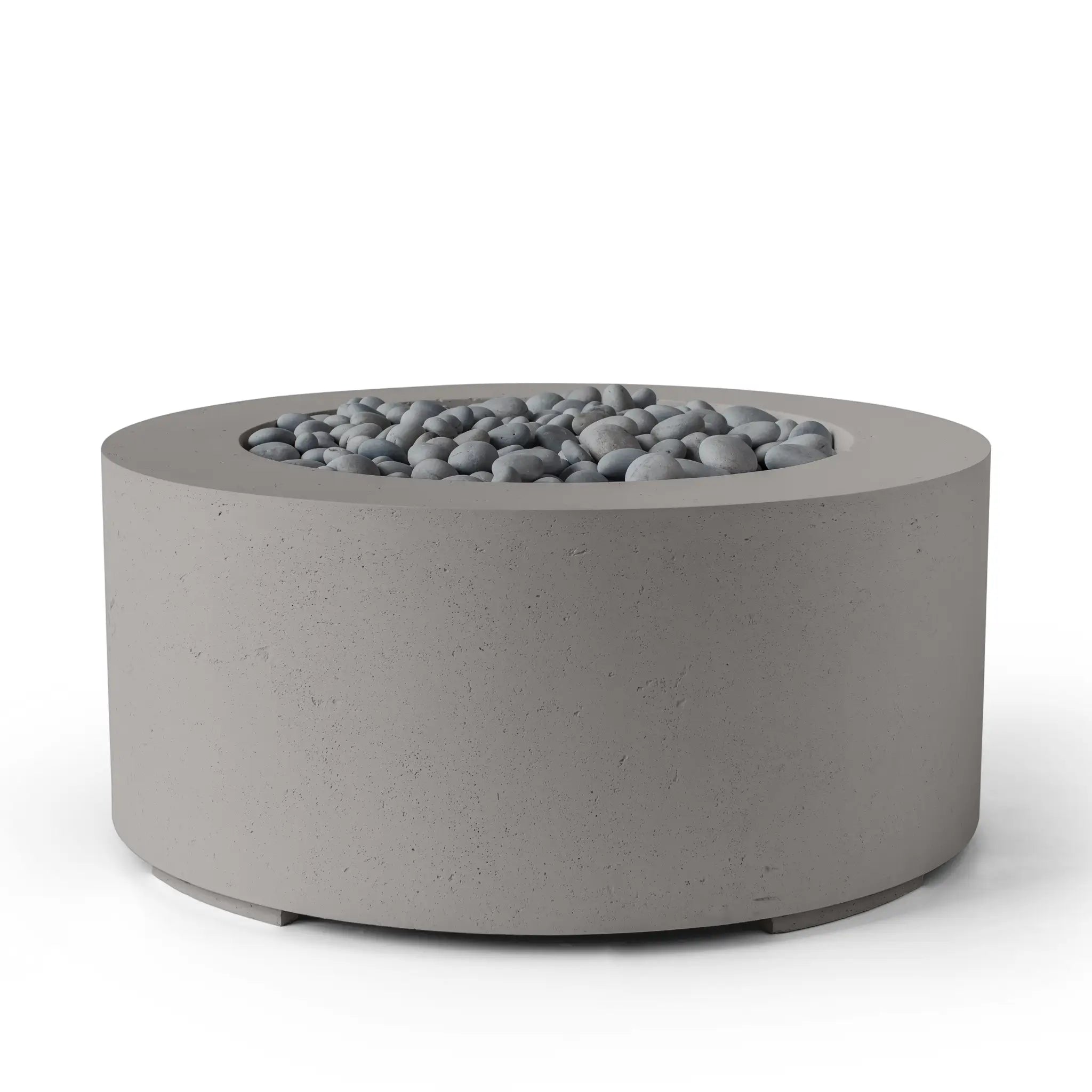 HPC Fire Belmont 36" Round Fire Pit - Manual Ignition - Lightweight Concrete Outdoor - Sand Stone - Slate Beach Stone