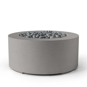 HPC Fire Belmont 36" Round Fire Pit - Manual Ignition - Lightweight Concrete Outdoor - Sand Stone - Slate Beach Stone
