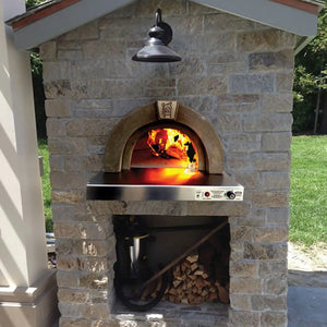 Di Napoli Series Built-In Dual Fuel Pizza Oven – Electronic Ignition &amp; Wood Fire Hybrid - Brick Installed front View
