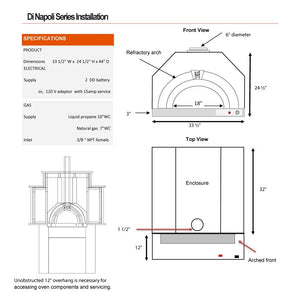 Di Napoli Series Built-In Dual Fuel Pizza Oven – Electronic Ignition &amp; Wood Fire Hybrid - Dimension Diagram View