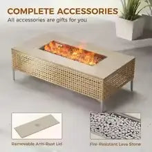 AHL 9-Piece Outdoor Patio Set with 47" Propane Fire Pit Table