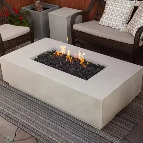 GlammFire Modern Outdoor Sofa Set with Propane Gas Fire Pit Table